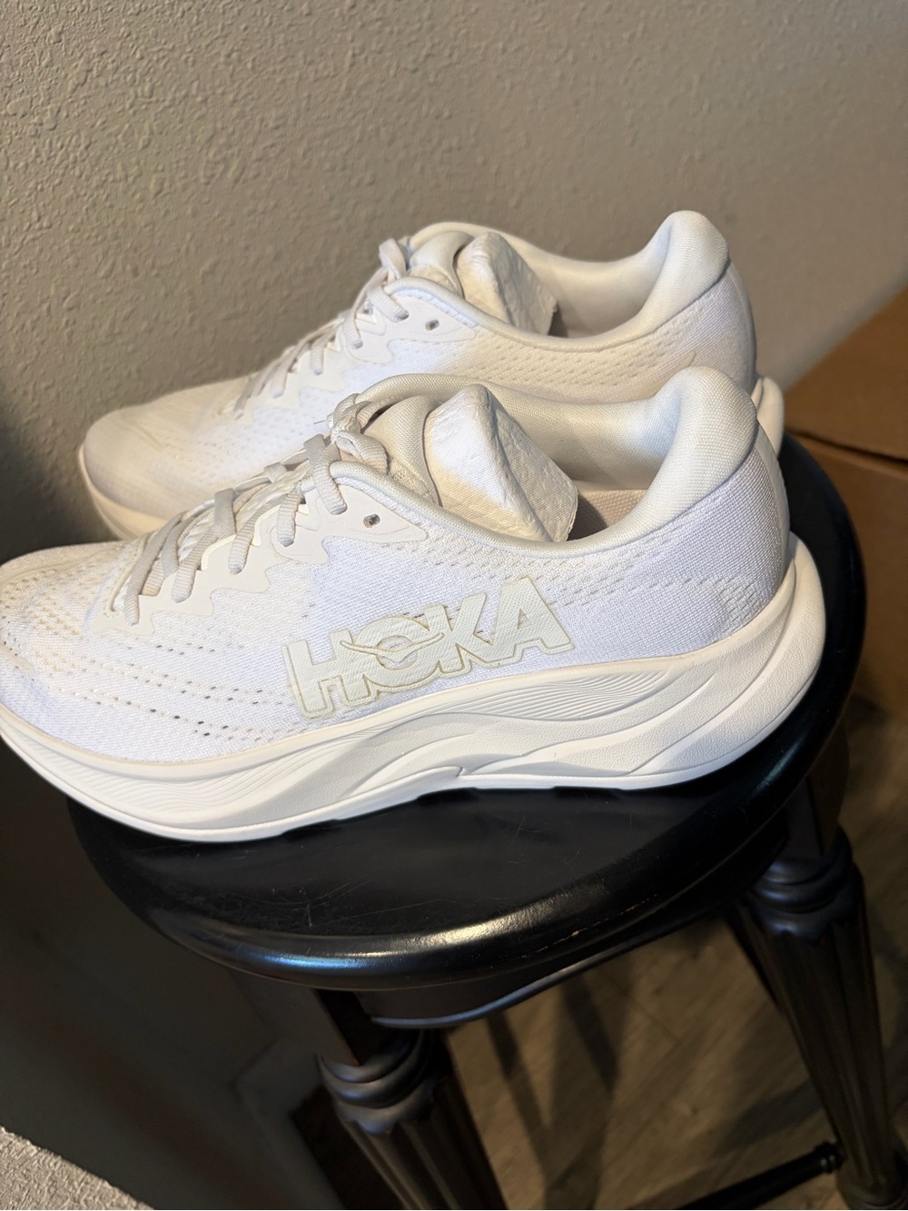 Hoka White Women's Cushioned Running Sneakers